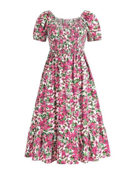 Elevate Your Summer Style with the Chic Plus Size Ditsy Floral Puff Sleeve Maxi Dress!