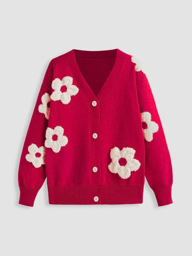 Chic & Cozy V-Neck Floral Button Cardigan - Available in 5 Stunning Colors and Sizes 0-26