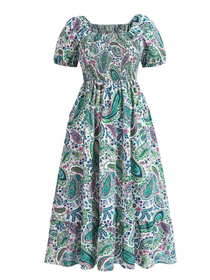 Elevate Your Summer Style with the Chic Plus Size Ditsy Floral Puff Sleeve Maxi Dress!